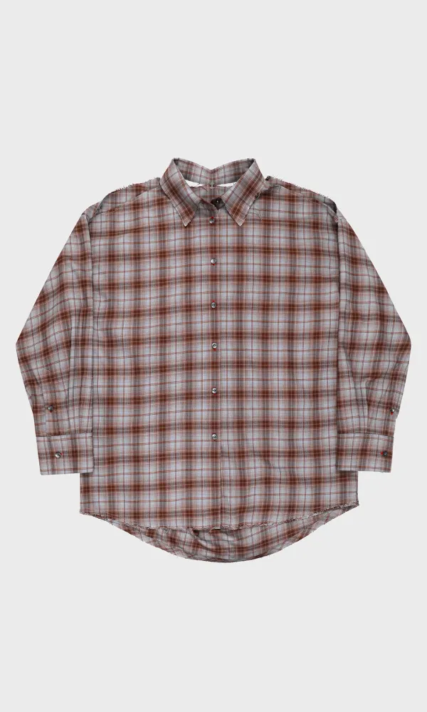 Open-Back Check Shirt_Brown
