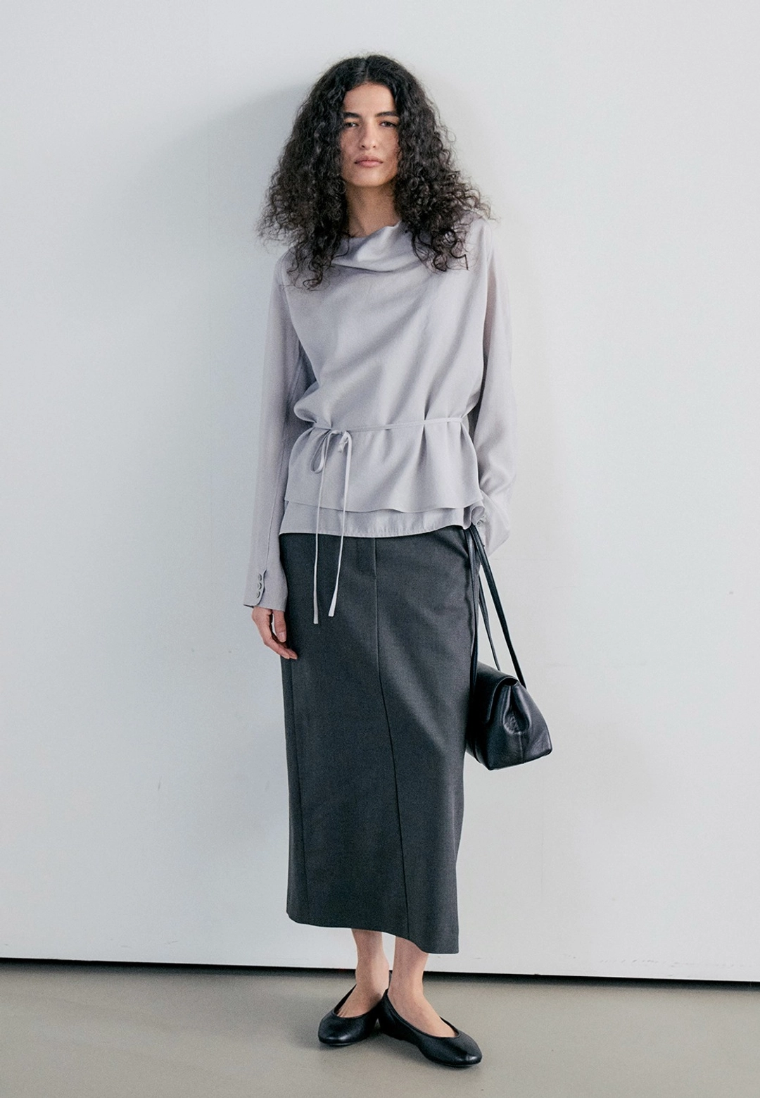 노티아 ORDINARY LONG SKIRT - CHARCOAL 상품 이미지 1
