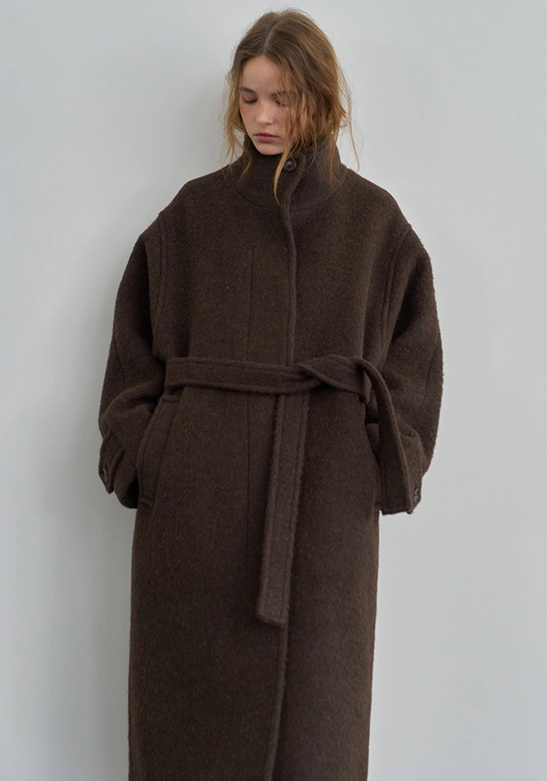 이브세이지 Oversized high neck boucle coat (Brown) 상품 이미지 2