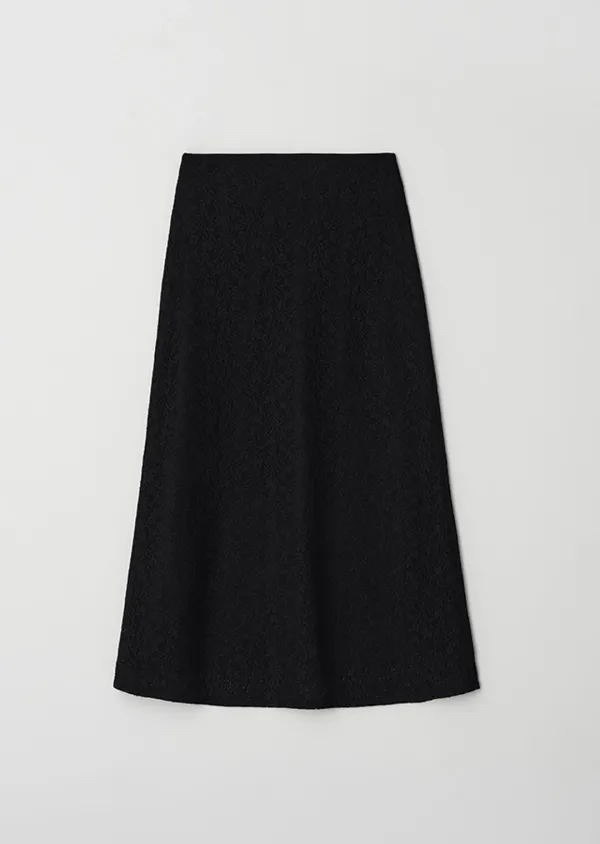 [기장선택] lace banding skirt-black (midi/ long)
