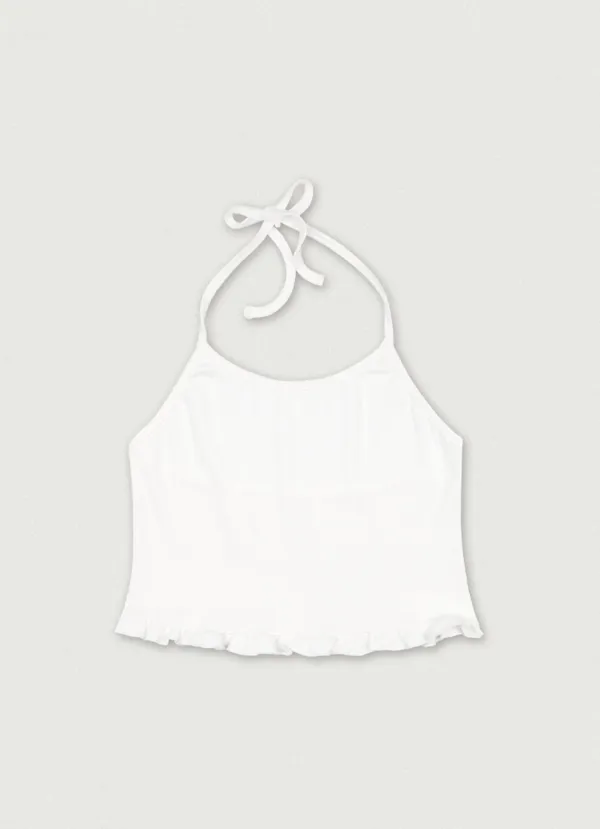 Morgan Frill Halter Top [ivory]