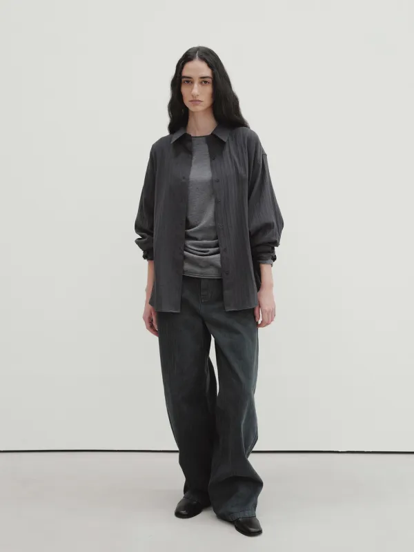 washed stripe shirt (midnight)