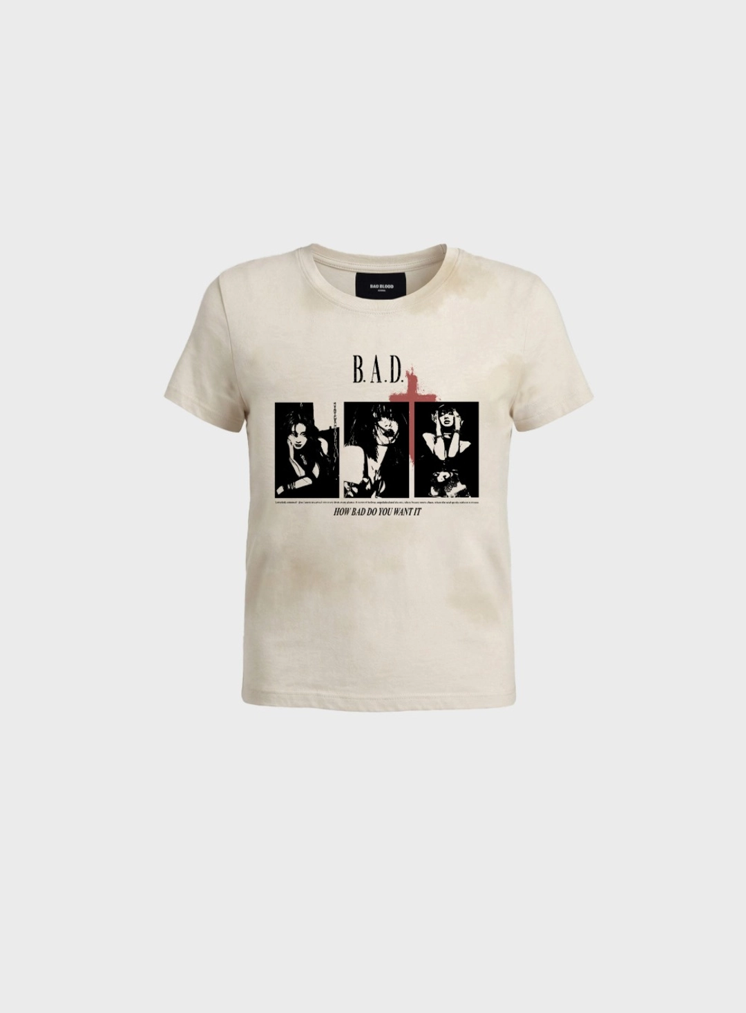 배드블러드 [w-tee26-132] B.A.D. Trinity Girls Short Sleeve T-Shirt - Cream 상품 이미지 1