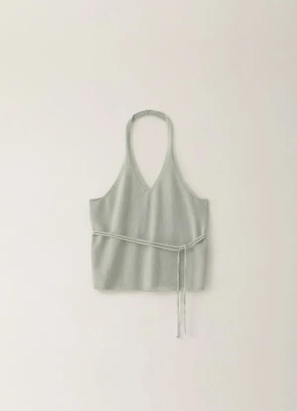 [Limited] Halterneck String Knit Sleeveless - Melon
