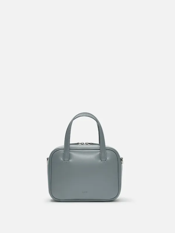Mini Tin square tote bag Glossy slate blue tint