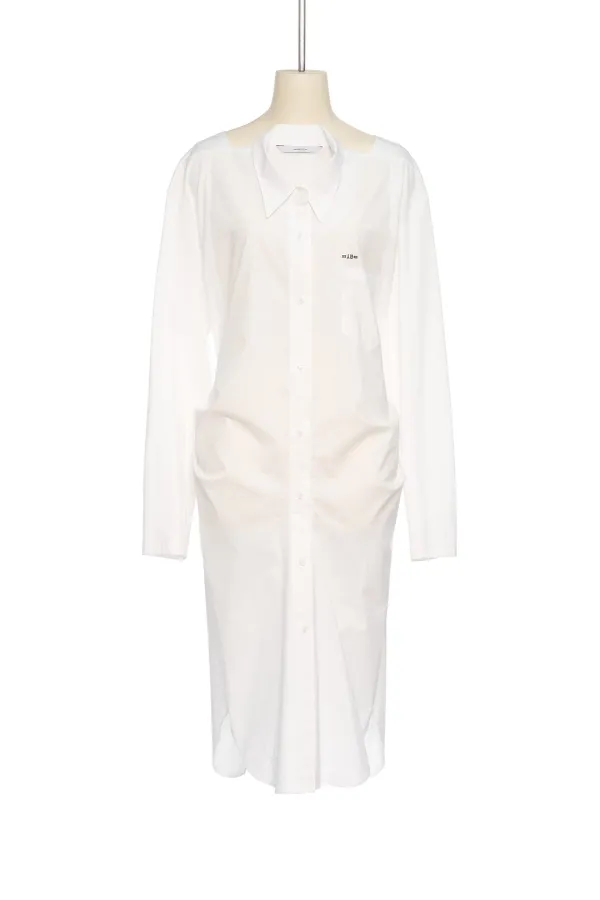 PF25 WHITE MOVABLE COLLAR WRAP DRESS