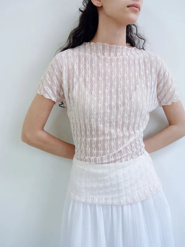 TIR LACE MOCK NECK TOP_PINK