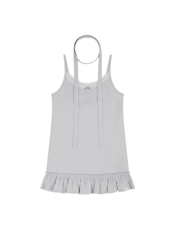 SCARF FRILL SLEEVELESS [LIGHT GREY]