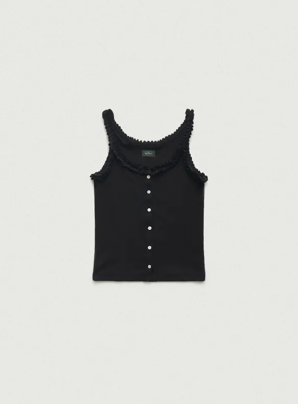 [Last Offer] Lebeau Button Sleeveless Top_Black