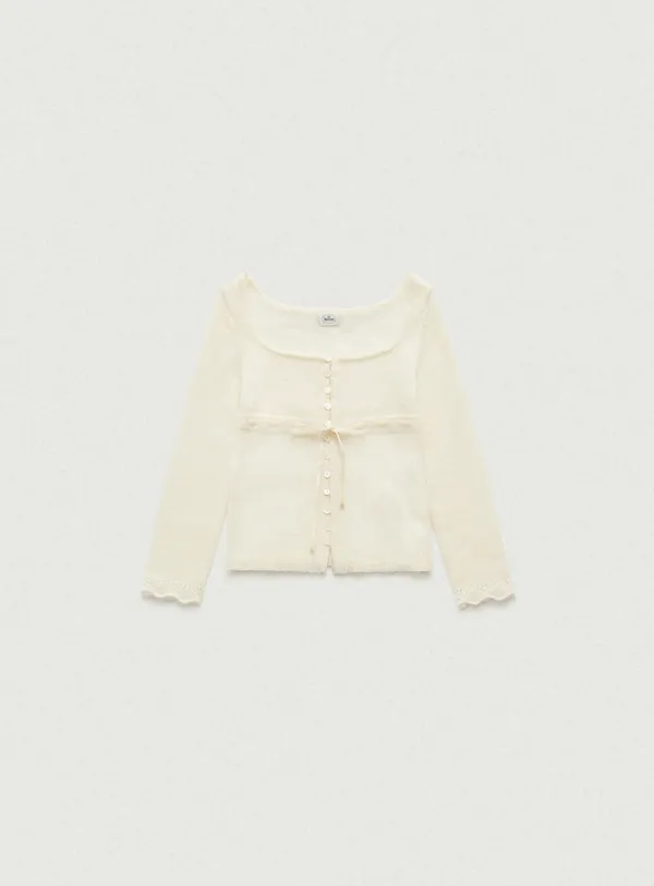 Velin Tie Mohair Knit Cardigan_Ivory