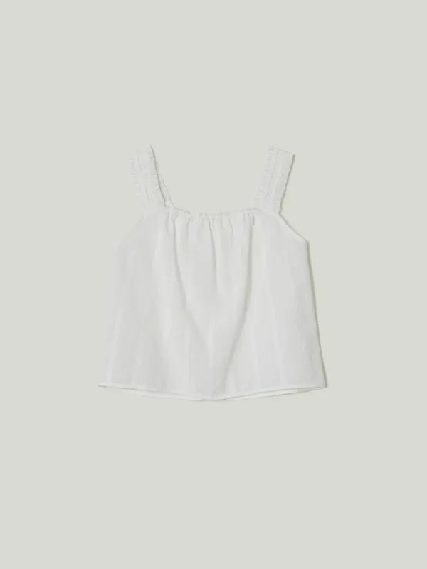 Eyelet Pintuck Sleeveless Blouse Ivory