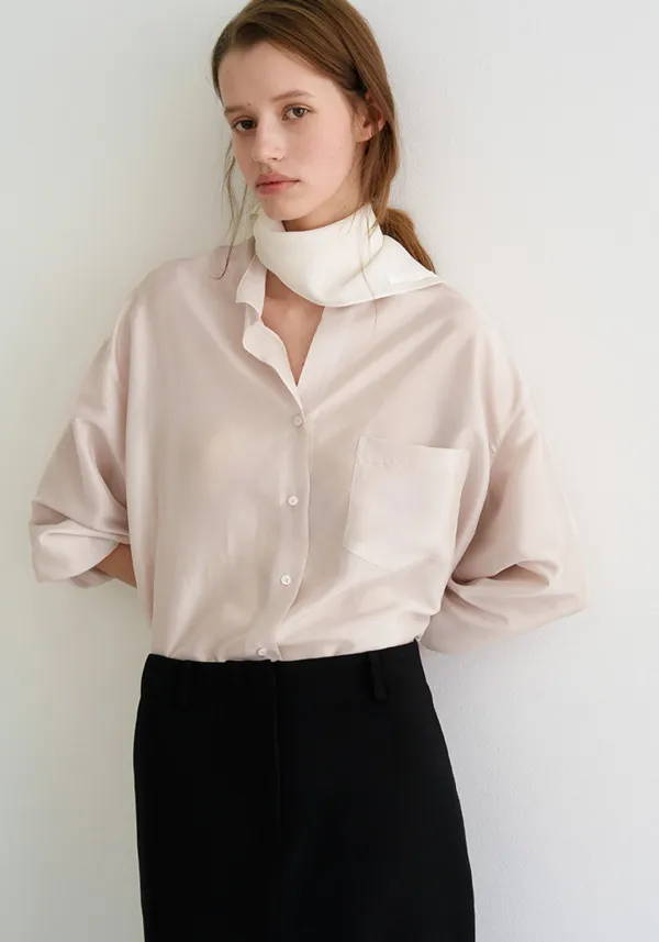 GLOSSY POCKET SHIRTS_BEIGE_OF1C2XSL01BEG