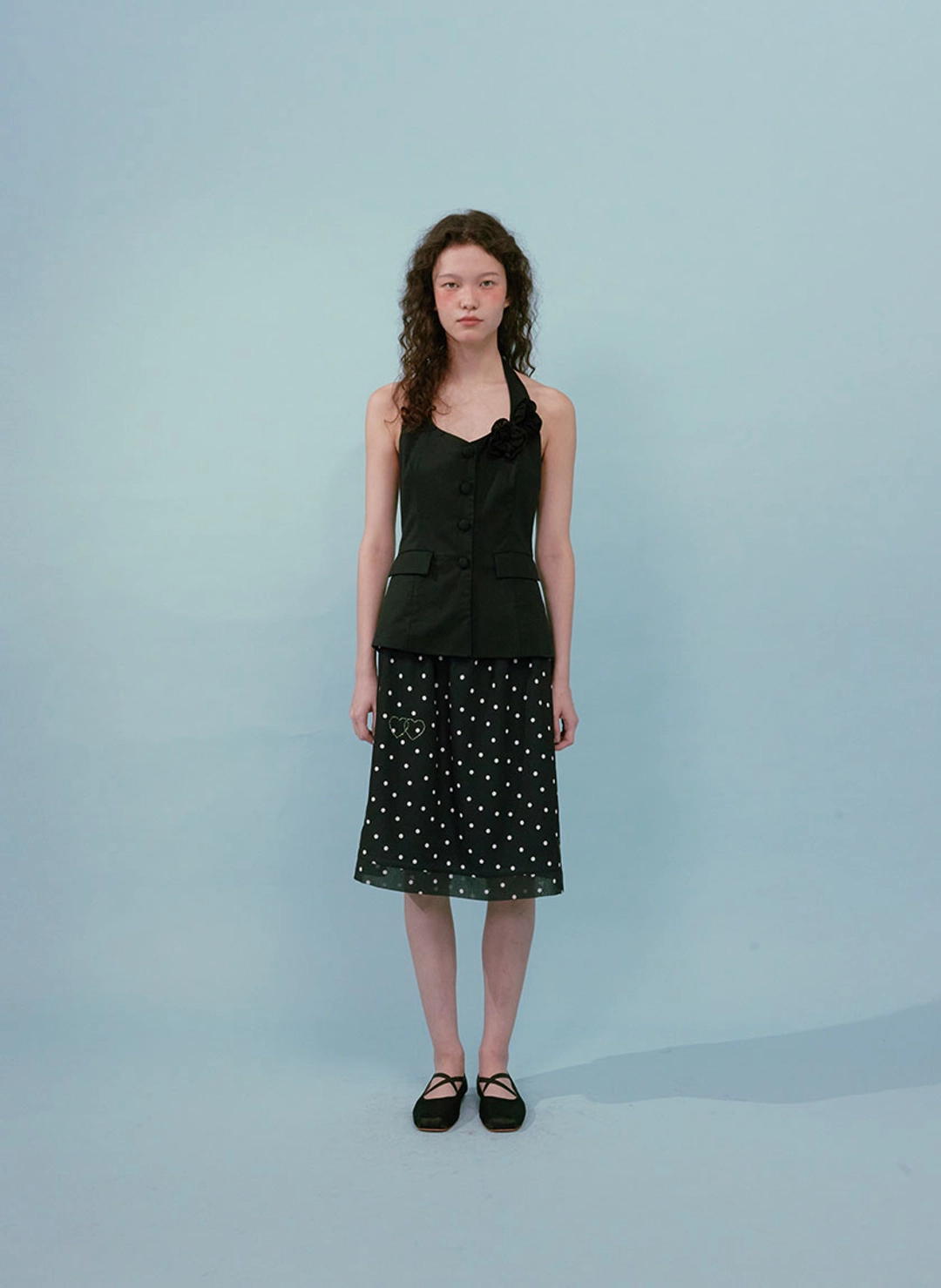 루루서울 Corsage Halter Neck Vest (Black) 상품 이미지 2