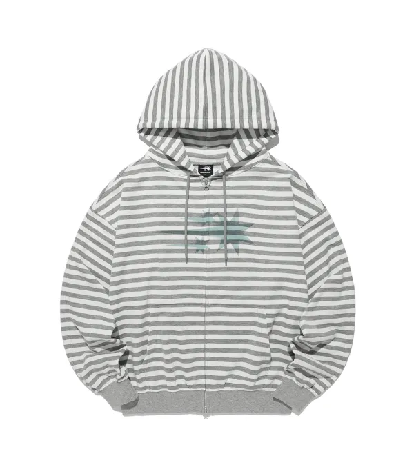 stripe rush 3star hoodie zip up[grey]