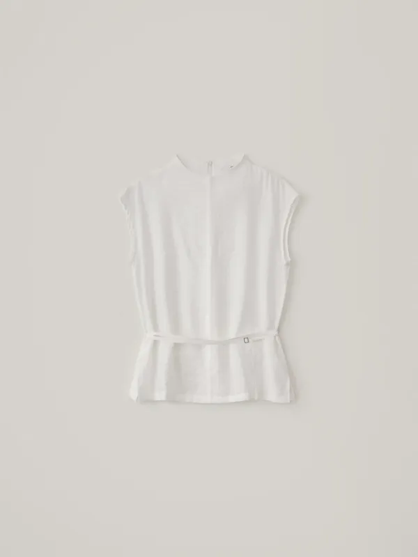 Mock Neck Sleeveless Blouse - Ivory