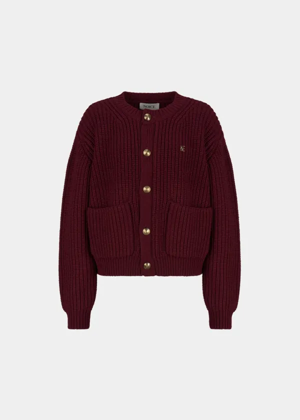 W HEAVY-GAUGE WOOL-BLEND CARDIGAN - WINE