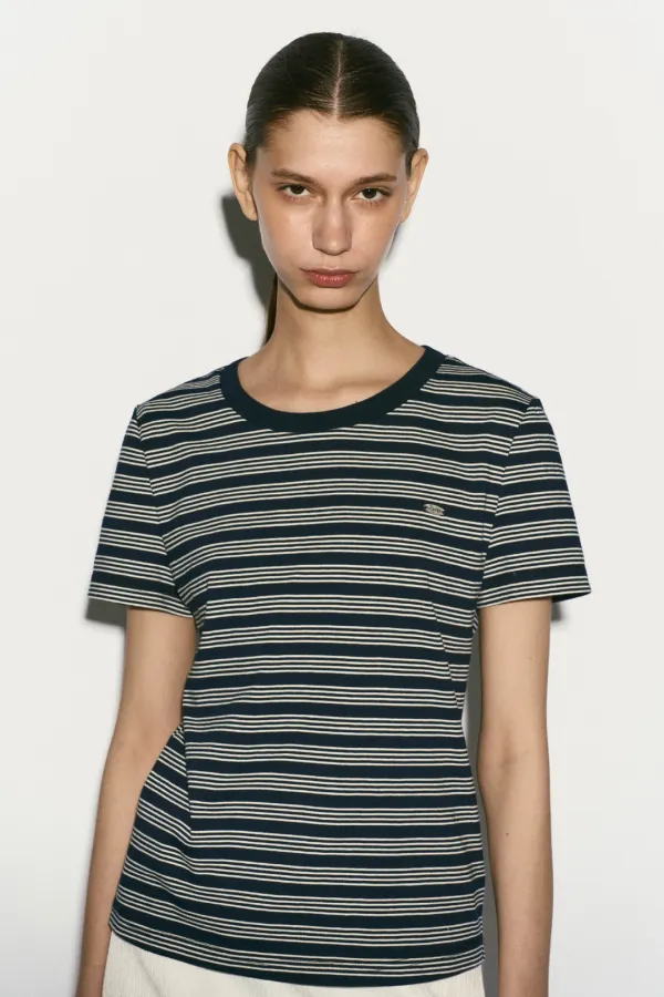 LOGO STRIPED T-SHIRT MIDNIGHT NAVY