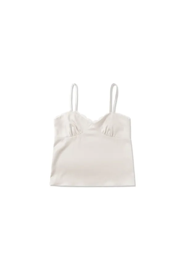 Satin lace top_ivory