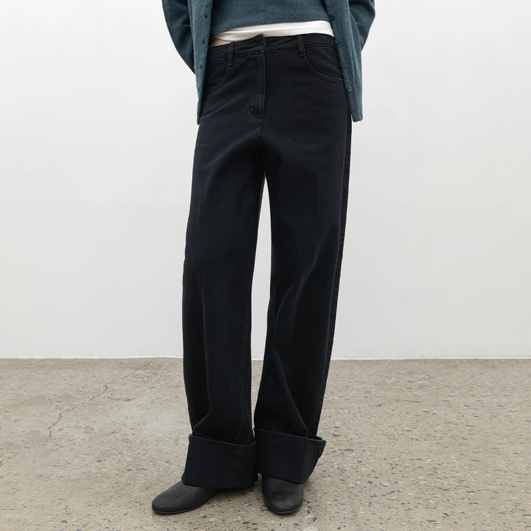 아뜰리에 나인 (PT-5839)CURVED TURN UP HEM DENIM PANTS 상품 이미지 2
