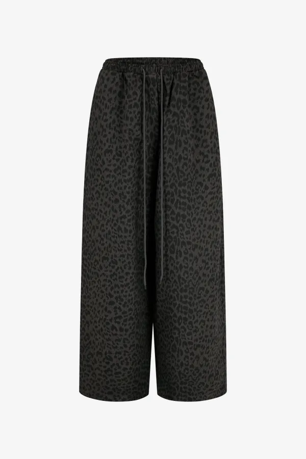 25FW leopard wear big wide banding pants