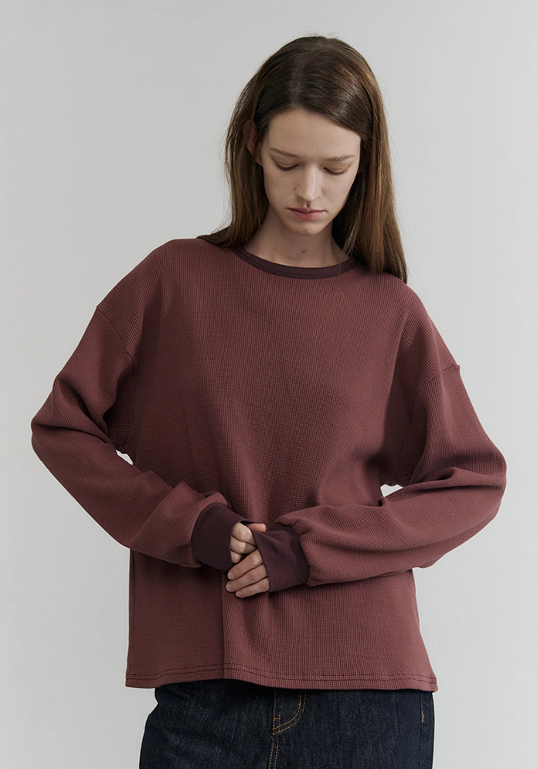 이브세이지 Waffle long sleeve (Wine) 상품 이미지 2