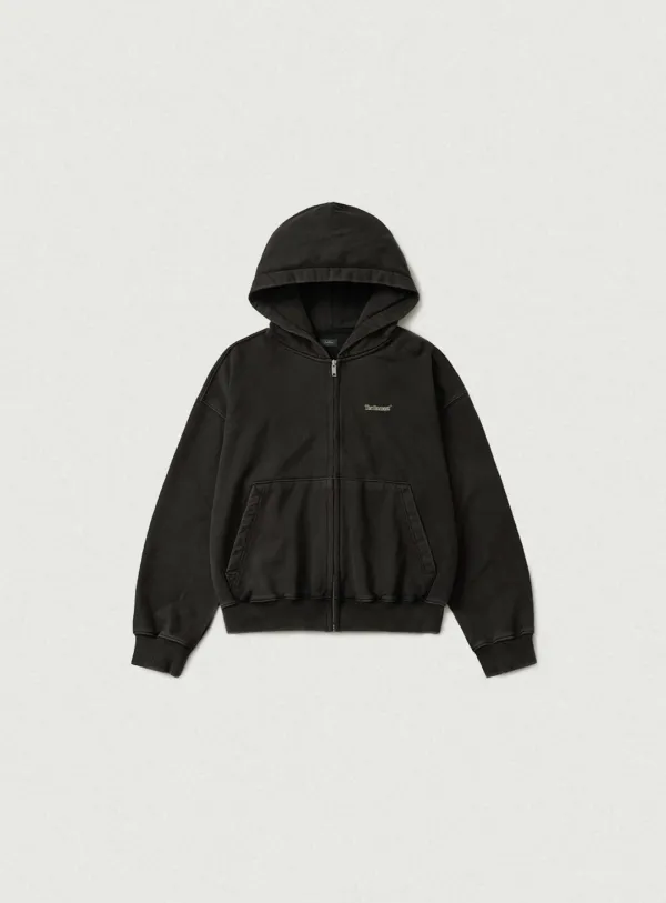 Sun-Faded Zip-Up Hoodie_Washed Black