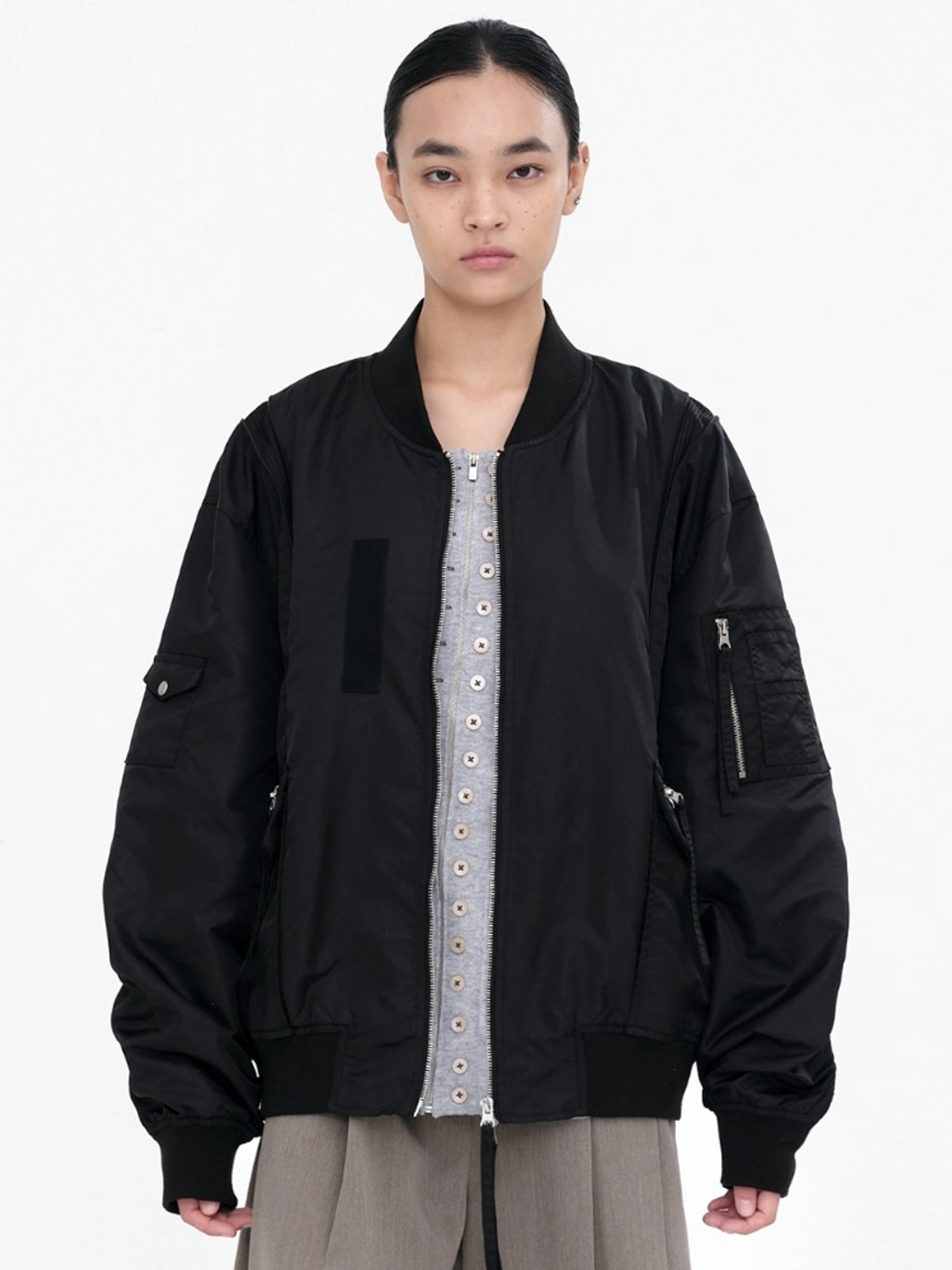 밀로 우먼 Blended Flight Jacket [Black] 상품 이미지 2