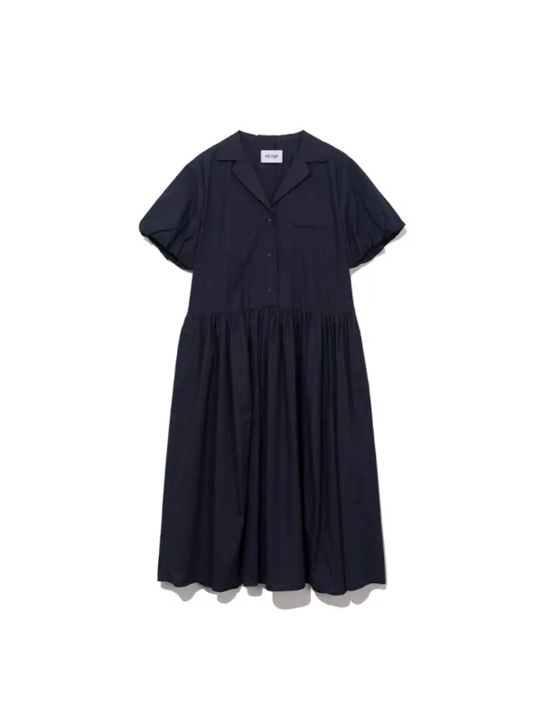 Shirring Shirt Dress Navy_F262OP05