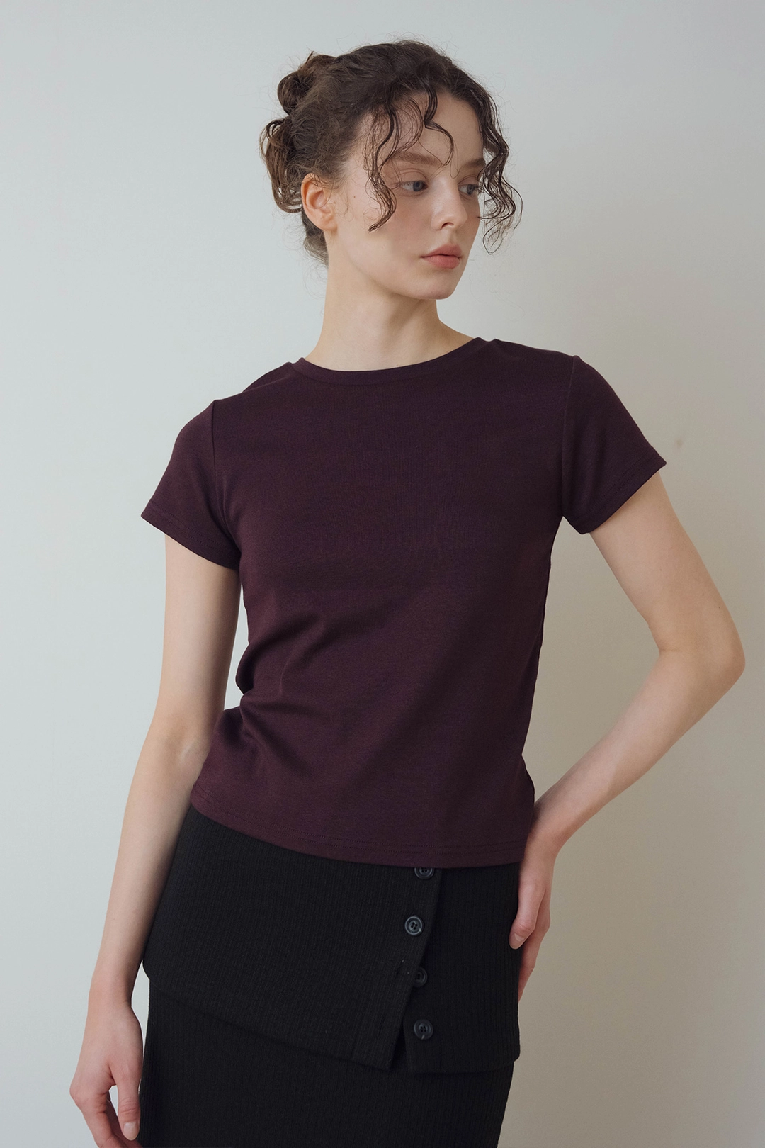 샤드라마 ESSENTIAL MODAL T-SHIRT [DEEP BURGUNDY] 상품 이미지 2
