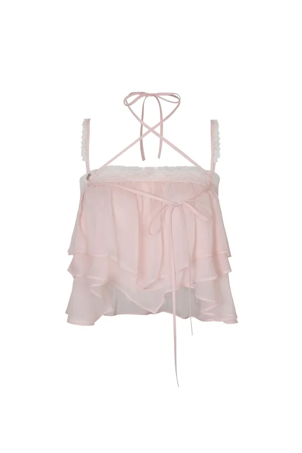 MERMAID FRILL TOP pink