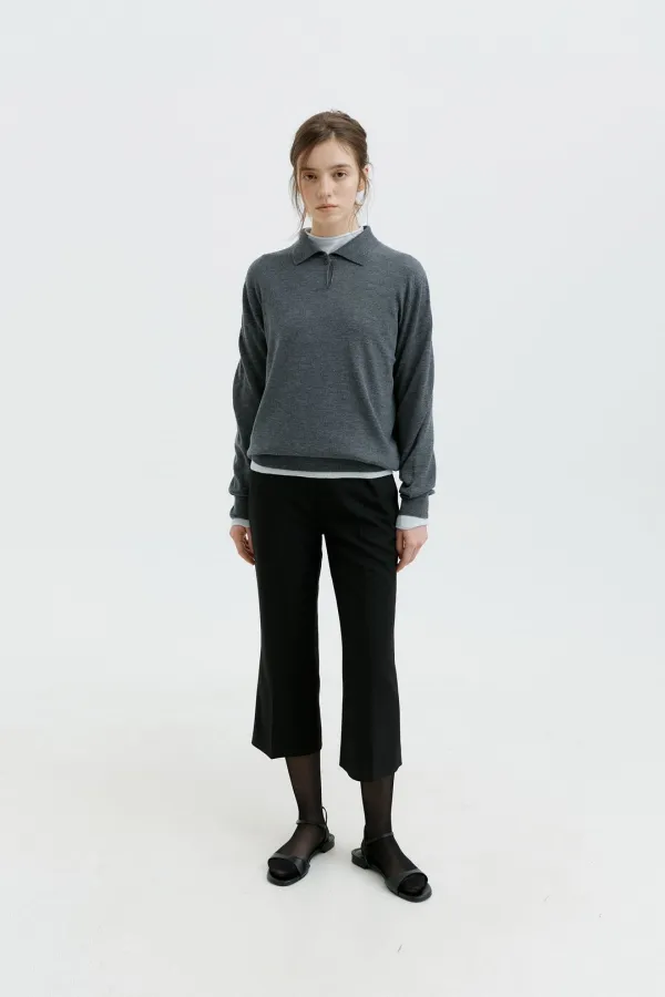 Mercerize Wool Collar Knit