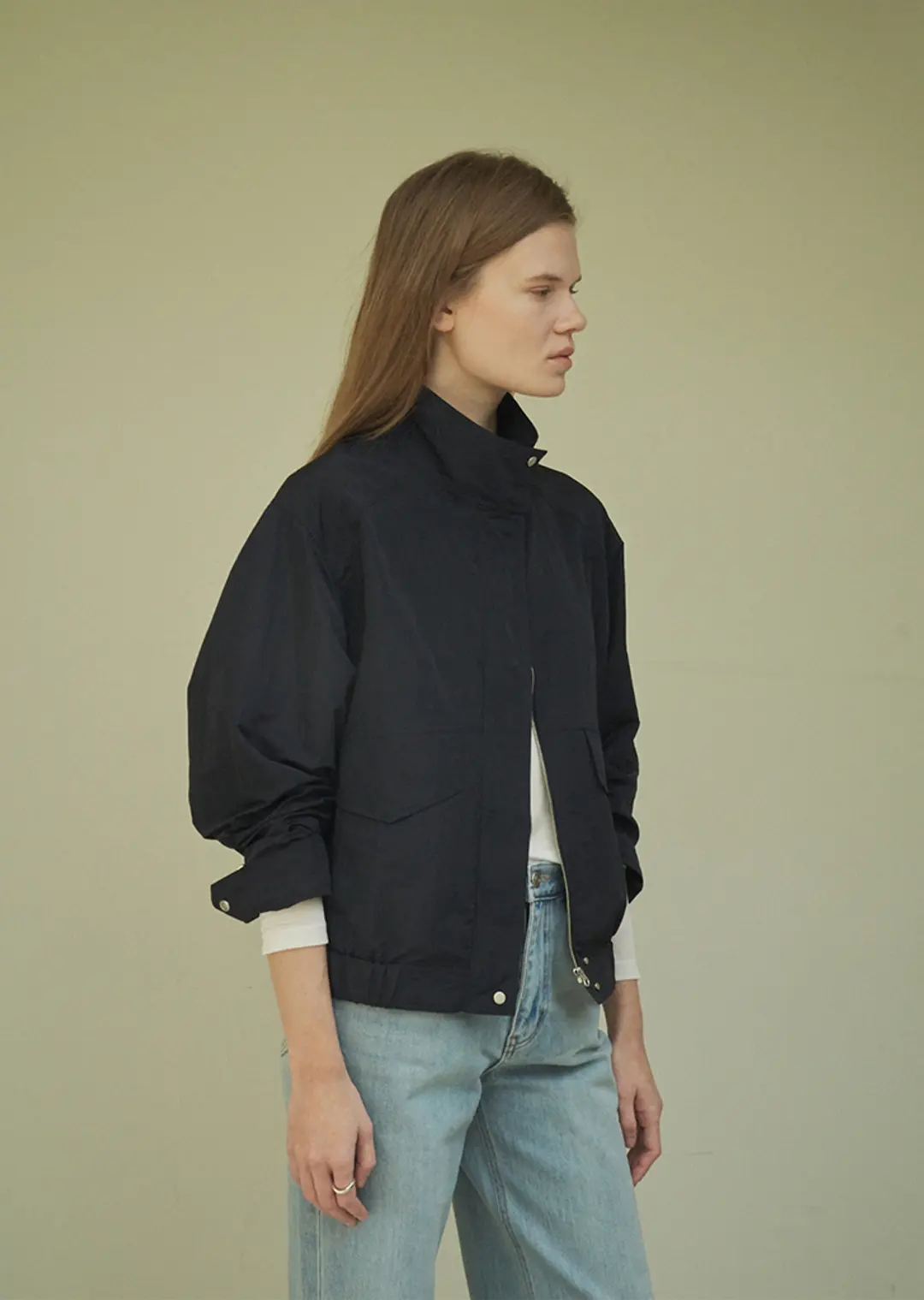 하베크 Summer glossy blouson jumper / Navy 상품 이미지 1