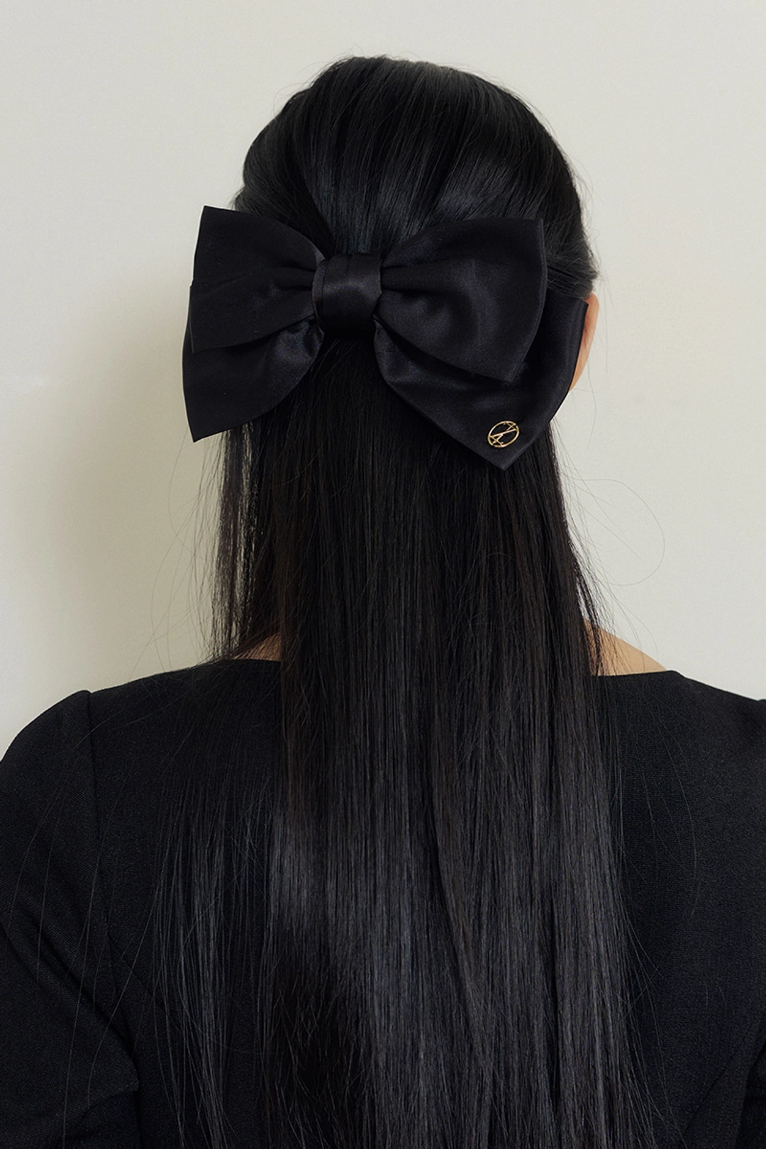 루시르주 Royal Satin Bow Hair Clip (black) 상품 이미지 2