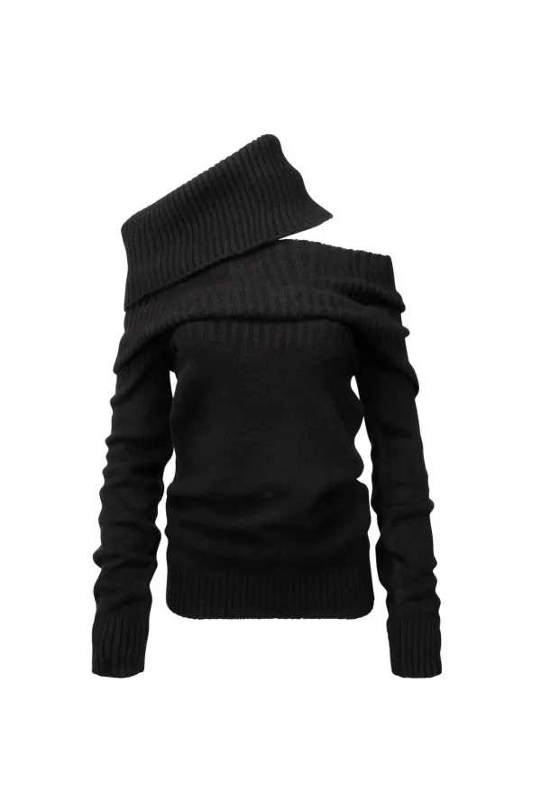 2-WAY SHAWL KNIT BLACK