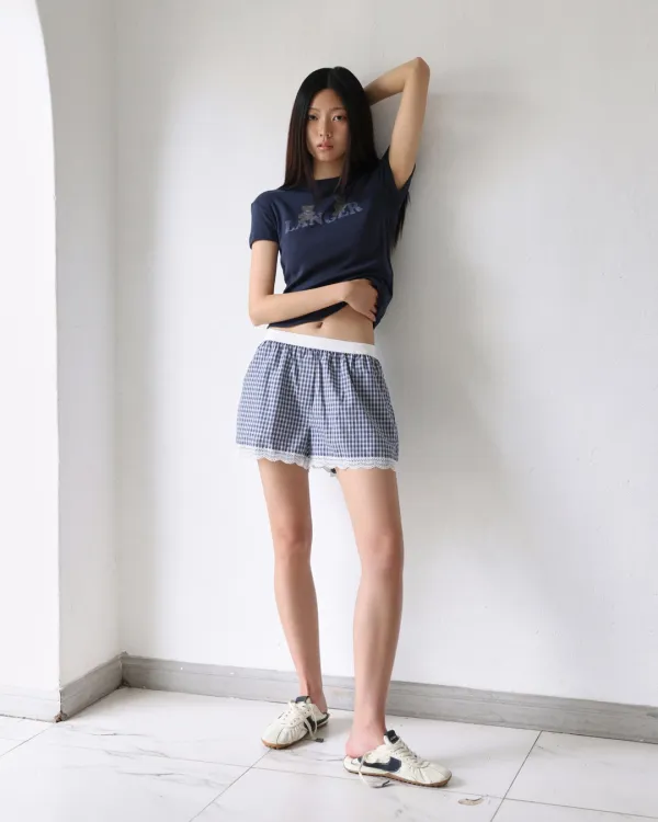 ellie lace check shorts