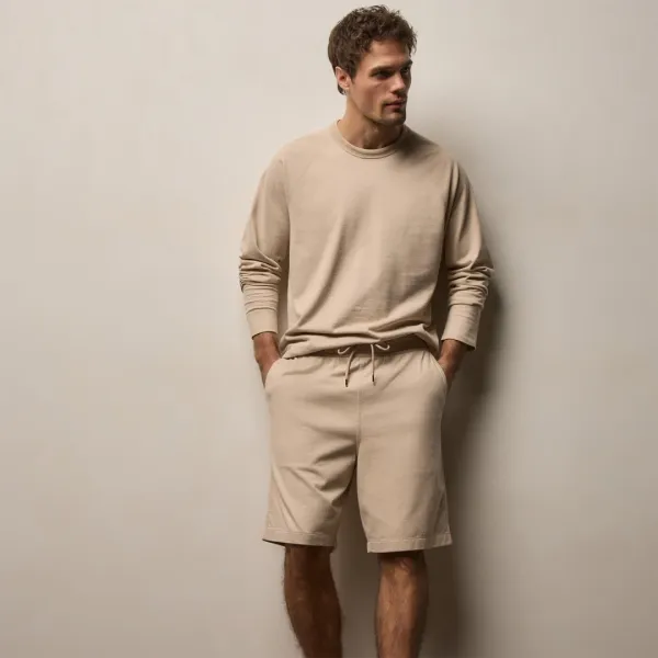 Organic Sueded Jersey Sweat Short - Stone