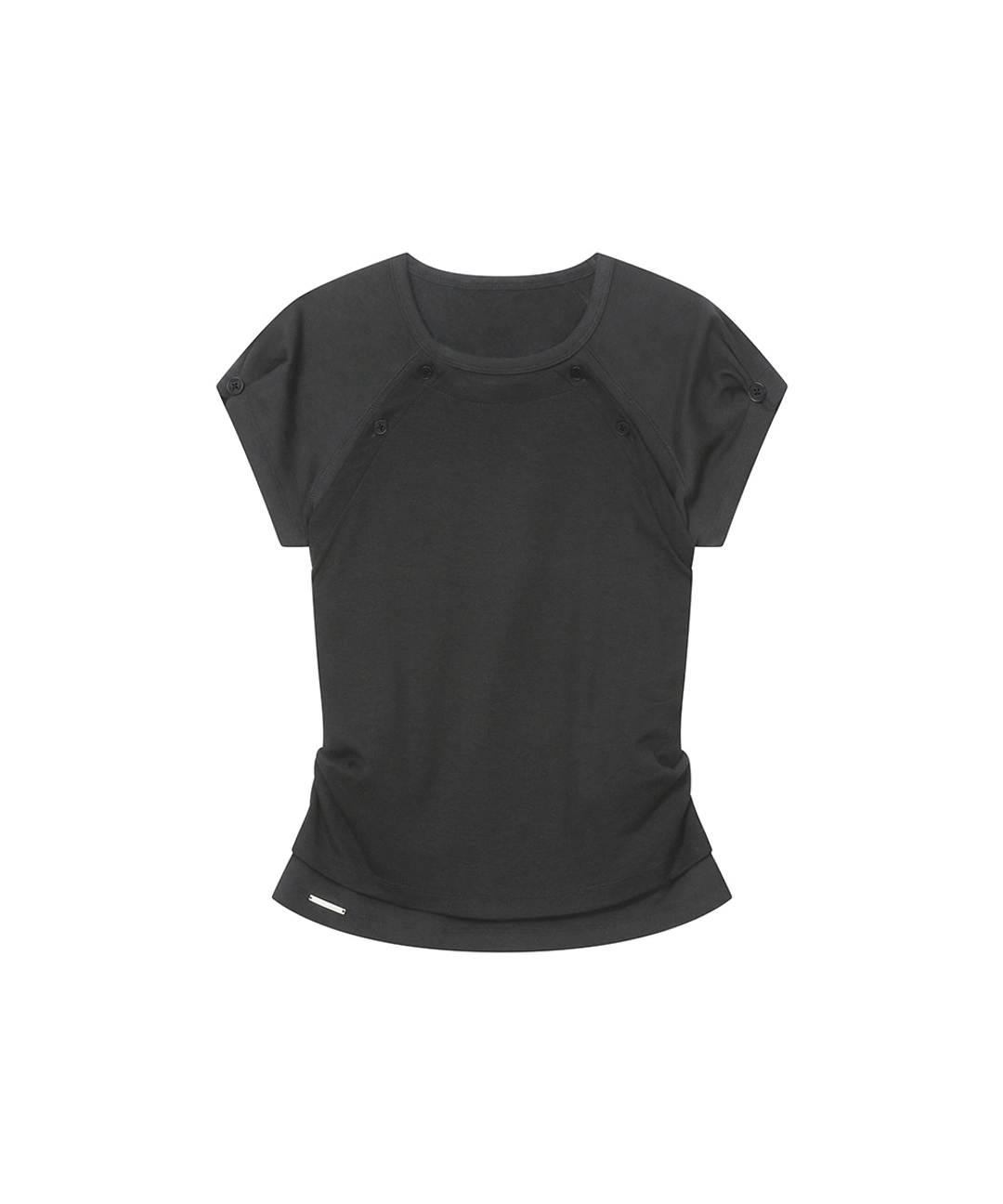 미세키서울 [Hannah X Misekiseoul] Hannah button layered short sleeve CHARCOAL 상품 이미지 1