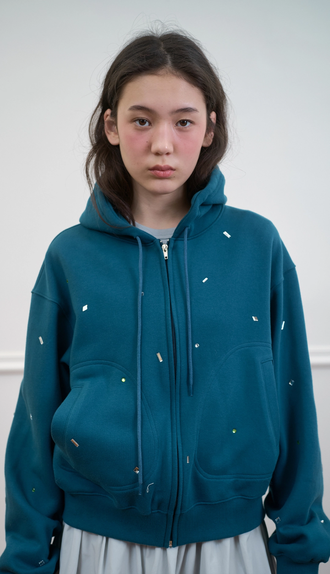 노컨텐츠 272. Warm Jeweled Zip-up _ Blue Green 상품 이미지 2