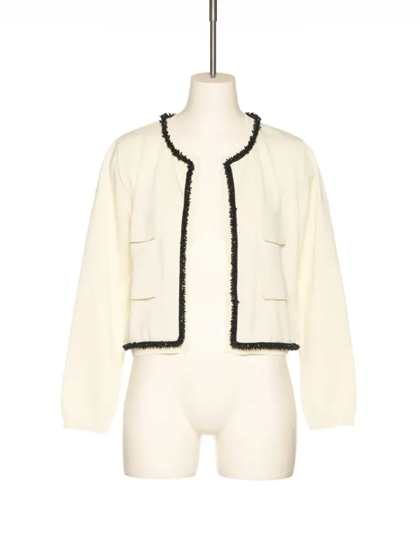 PS25 IVORY BEADS LINE CARDIGAN