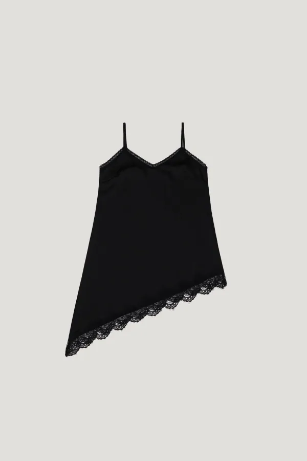 Luna Unblance Lace Slip (black)