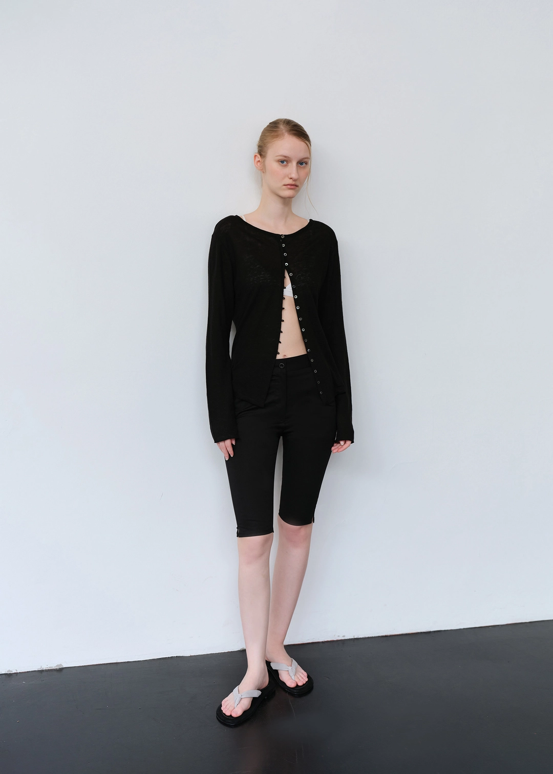 더라이 Side Slit Capri Pants(Black) 상품 이미지 1