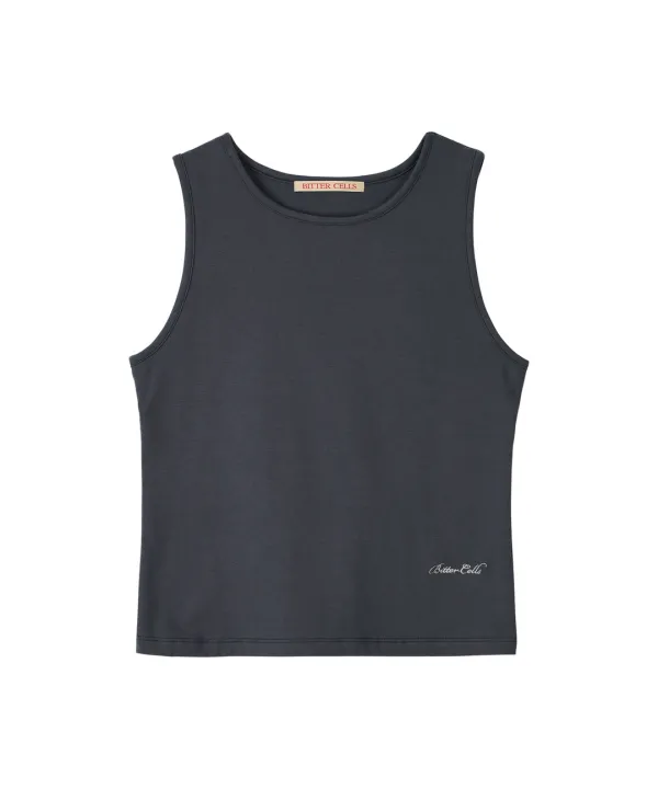 Curved Backless Top-Charcoal