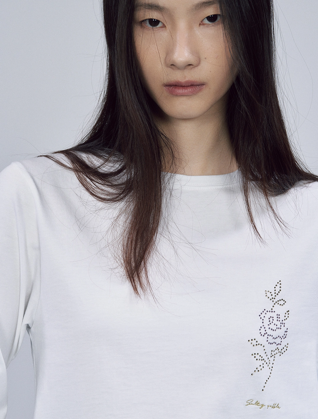 솔티페블 ROSE CRYSTAL T-SHIRT [WHITE] 상품 이미지 2
