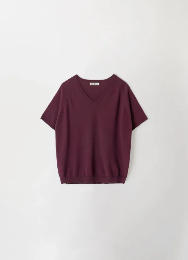 Fresh Cotton V-Neck Knit - Plum