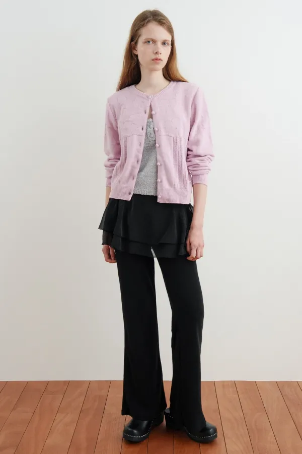 Mesh Skirt Layered Pants (Black)