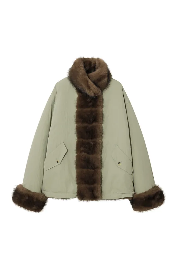 26 MAHOGANY HORIZONTAL FAUX FUR JACKET [MINT]