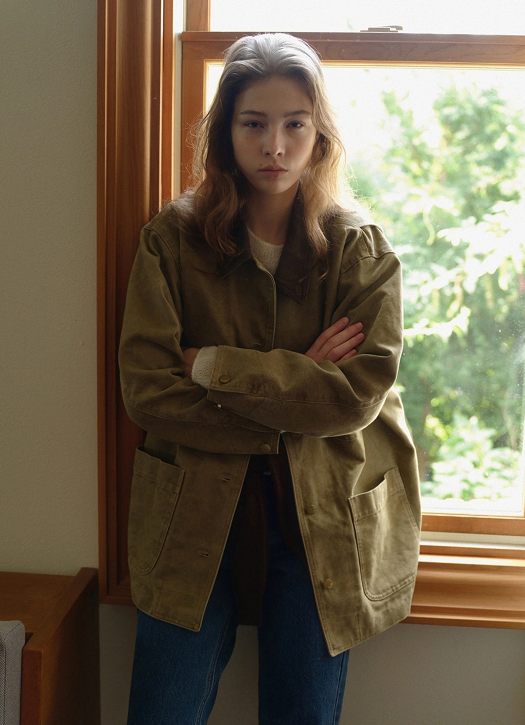 블랭크공삼 vintage cotton work jacket (vintage beige) 상품 이미지 3