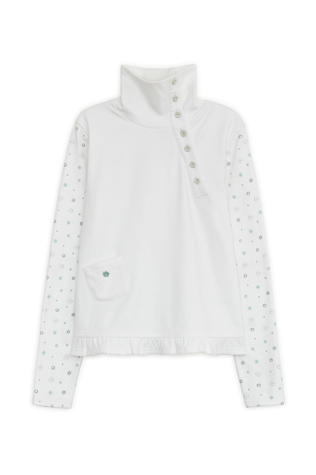 허그유어스킨 Flower button pola top (White) 상품 이미지 1