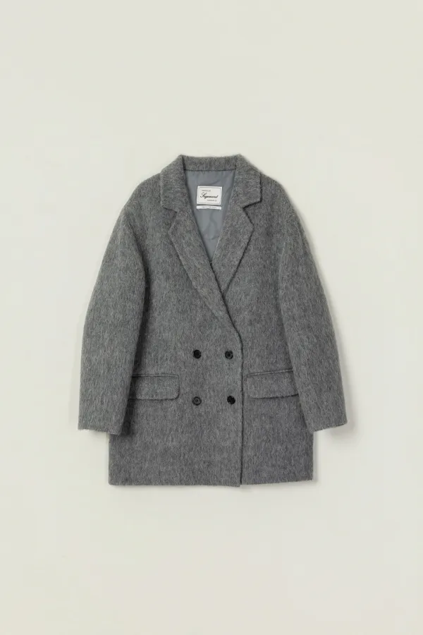 LOPI HANDMADE ALPACA SHAGGY DOUBLE JACKET_GRAY