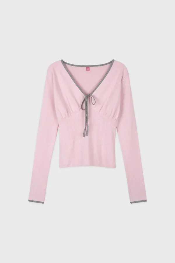 Neck Ribbon T-Shirt (Pink)